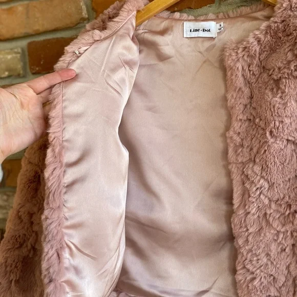 Women’s Pink Faux Fur Jacket - Line & Dot - Size Small - Picture 3 of 6